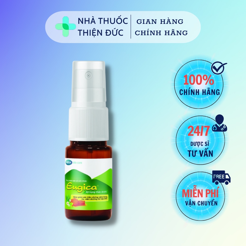 Xịt Họng Eugica 10ml, Xịt họng thảo dược hỗ trợ giảm viêm họng ho, viêm đường hô hấp trên - Nhà thuốc Thiện Đức