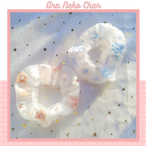 Dây Cột Tóc Scrunchies Caro Dễ Thương Xinh Xắn Ulzzang Hàn Quốc Dành Cho Nữ