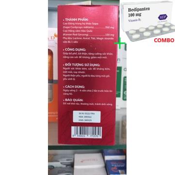 Combo Bedipanten 100mg +  Đông trùng hạ thảo Sapa Traphaco Bổ phế ích thận tăng cường sức khỏe hộp 28 viên