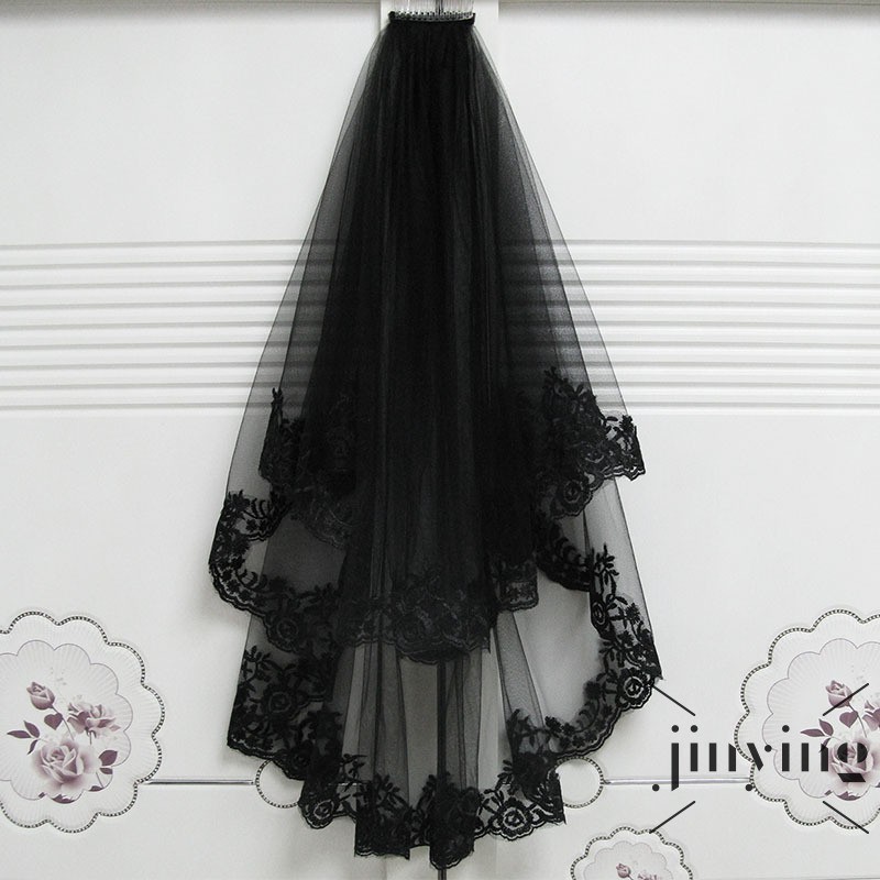 GETNOIVAS Khăn voan cài tóc cô dâu 2 lớp phối ren thời trang