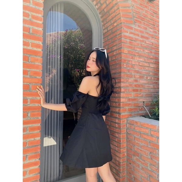 JOY BLACK DRESS - ĐẦM TAY BỒNG XẾP NHÚN
