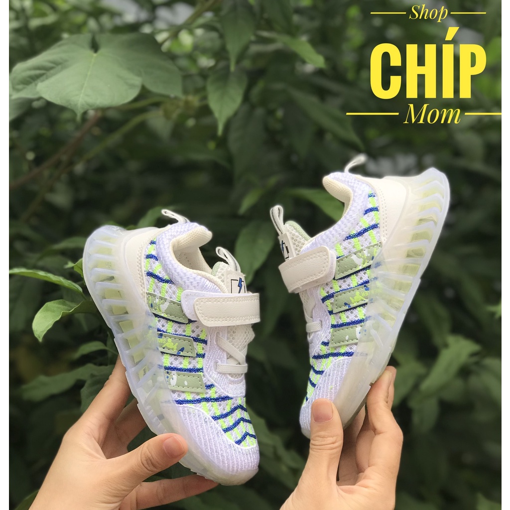 giày thể thao cho bé trai be gái siêu nhẹ lưới vải êm chân đế chổng trượt QCCC full hộp túi đẹp B2112 ( có video )