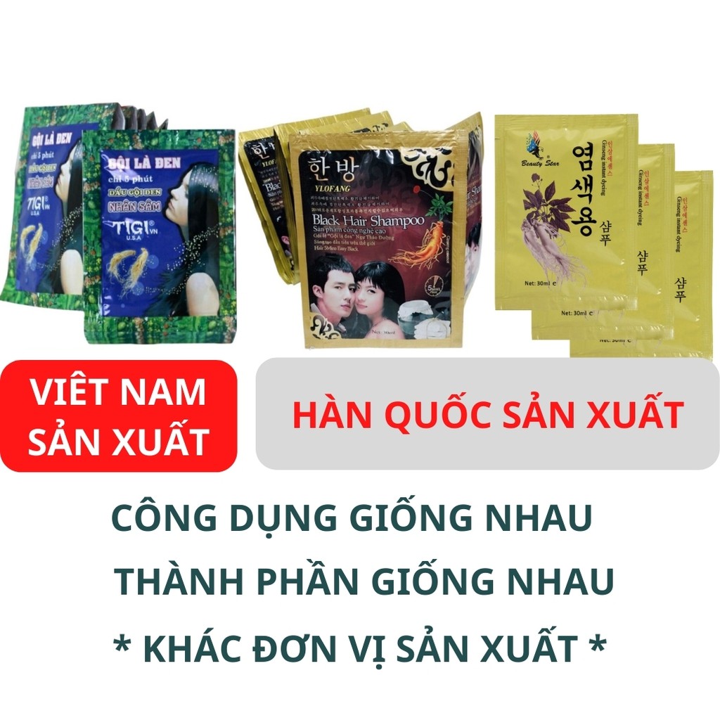 Combo 10 gói Dầu gội đen tóc - Gội là đen tigi, Gội đen nhân sâm. đen tóc chỉ bằng cách gội.