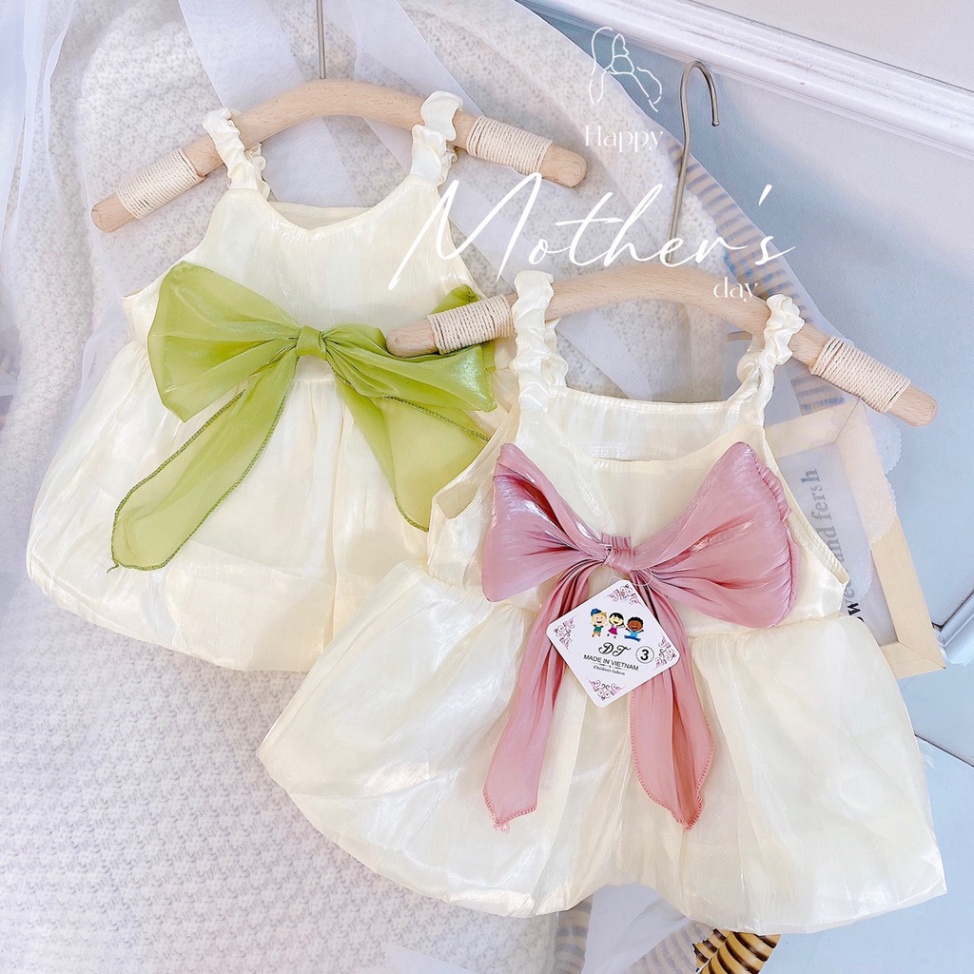 Bộ 2 dây bé gái chất tơ dễ thương, Bộ tơ sống quần bồng cho bé