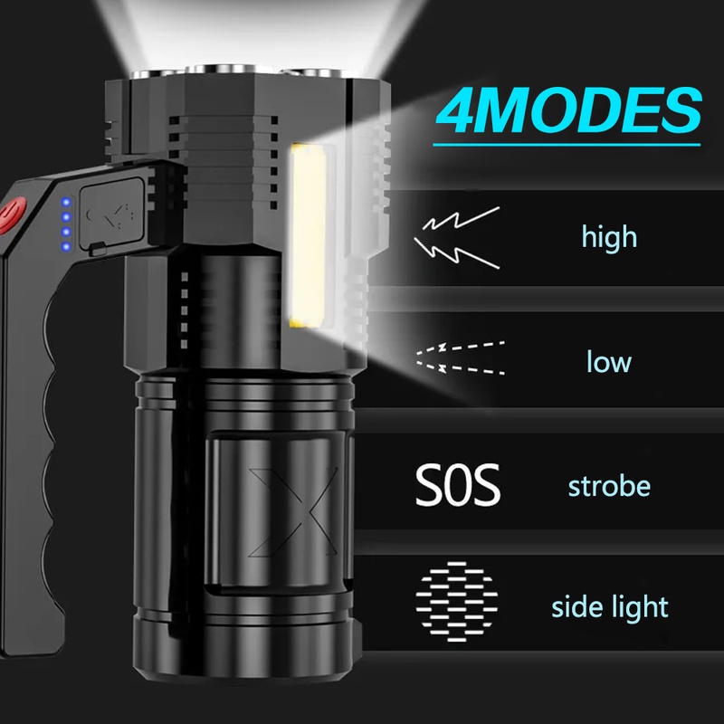 Đèn Pin LED Chống Thấm Nước Có Thể Sạc Lại Thiết Kế Tiện Dụng