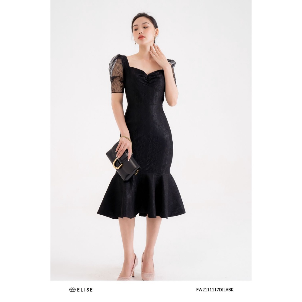 Đầm ren hoa đen cúp ngực thiết kế Elise FW2111117DILABK