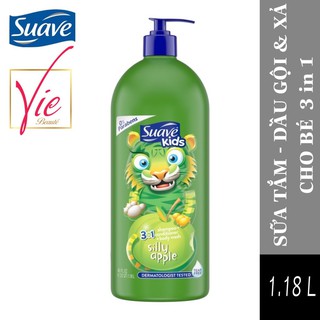 SUAVE KIDS Sữa Tắm Gội Xả Silly Apple 3-in-1 Shampoo, Conditioner, Body Wash cho bé 1.18L