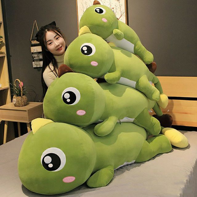 Gấu Bông, Gối Ôm, Thú Nhồi Bông Khủng Long Mắt Lồi Vải Nhung Co Dãn 4 Chiều Cao Cấp Siêu Mềm Mịn