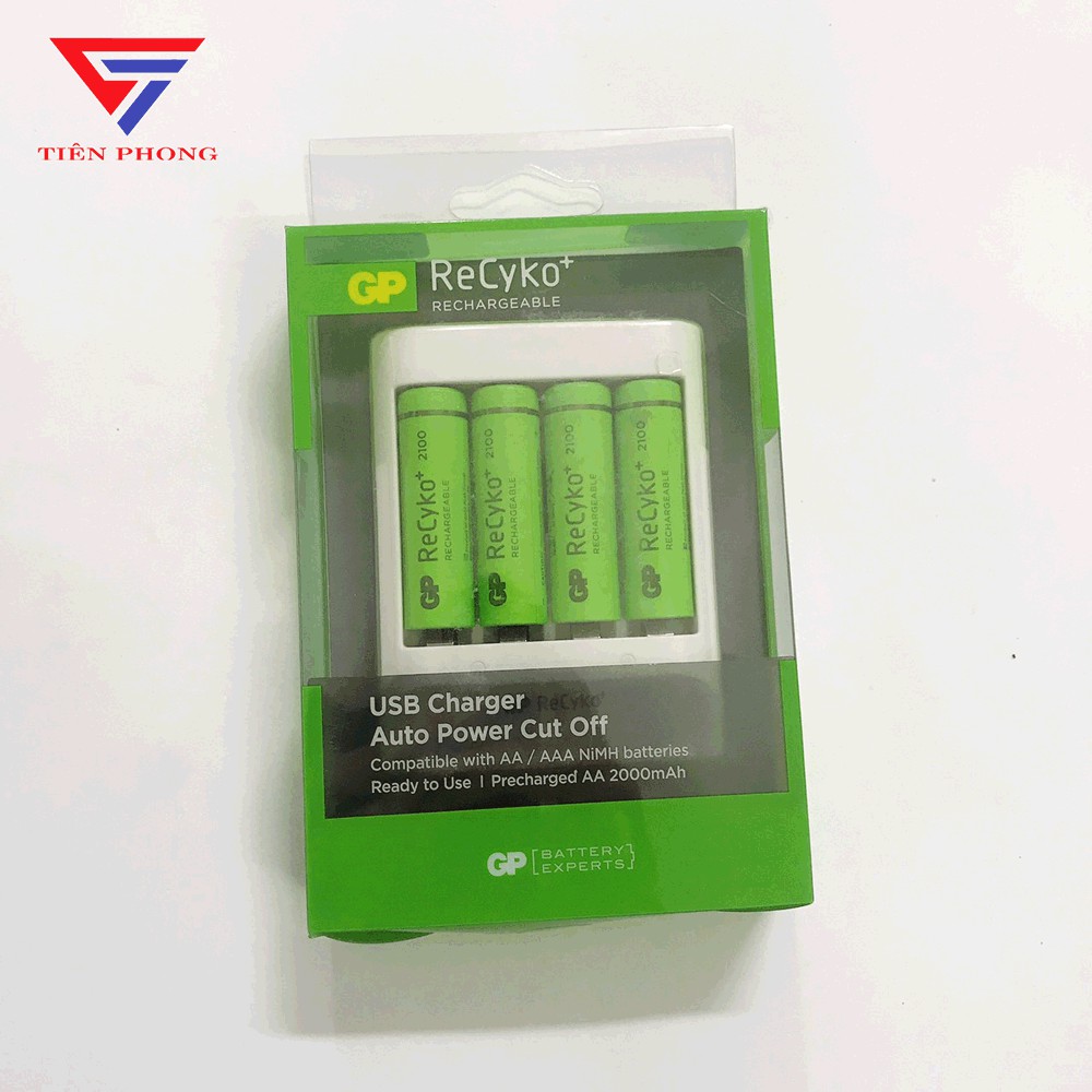 Bộ Sạc GP Kèm 4 Pin AA 2000mAh Chính Hãng