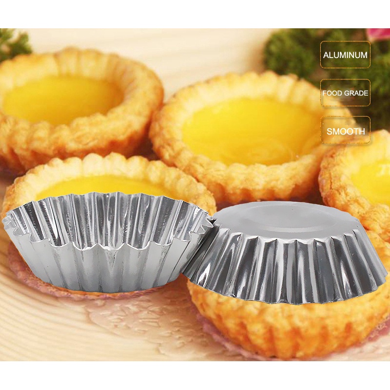 [Mới] Set 10 Khuôn Nhôm Bạc Làm Bánh Trứng / Bánh Quy / Khuôn Thiếc