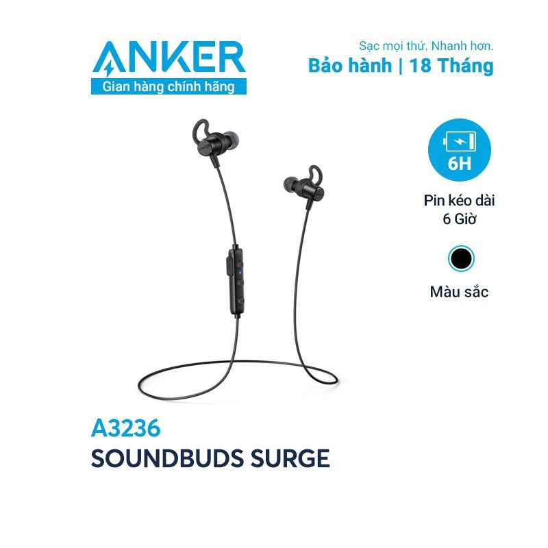 [Mã SKAMA06 giảm 8% đơn 250k]Tai nghe bluetooth ANKER SoundBuds Surge - A3236