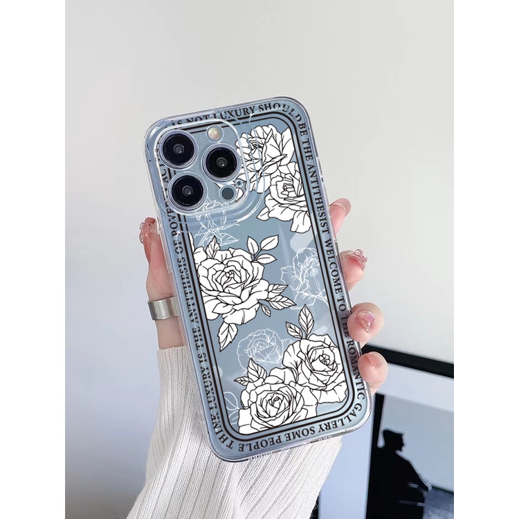 Ốp Điện Thoại TPU Gel Đệm Khí Chống Rơi Hình Hoa Màu Trong Suốt iPhone 13 Pro Max 14 12 iPhone 11 XR 8 7 SE 2022
