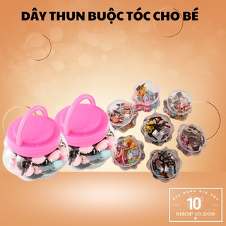Dây thun buộc tóc trẻ em, hộp 20 dây cột tóc cho bé mix họa tiết dễ thương
