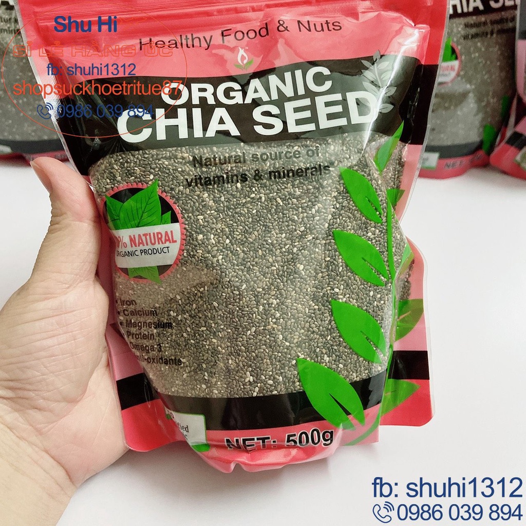 Hạt chia organic túi đỏ hữu cơ cao cấp 500g úc,organic chia seed nature's superfood - hsd mới nhất