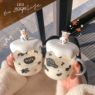 Cốc Nước Bò Sữa Thuỷ Tinh Cute