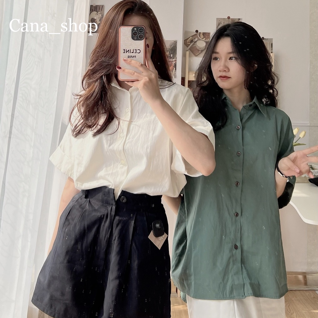 Áo sơ mi cộc tay có cúc sau lưng I CANASHOP