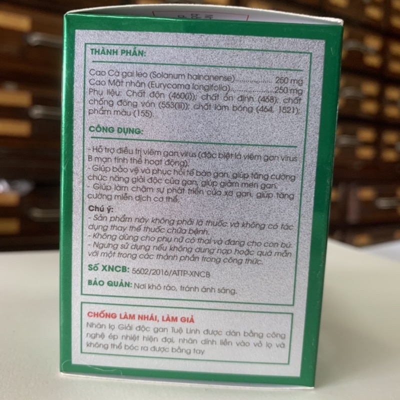 Giải Độc Gan Tuệ Linh - Hộp 60 viên - Bảo vệ & phục hồi gan, giảm men gan, Viêm gan virus, viêm gan B mạn tính