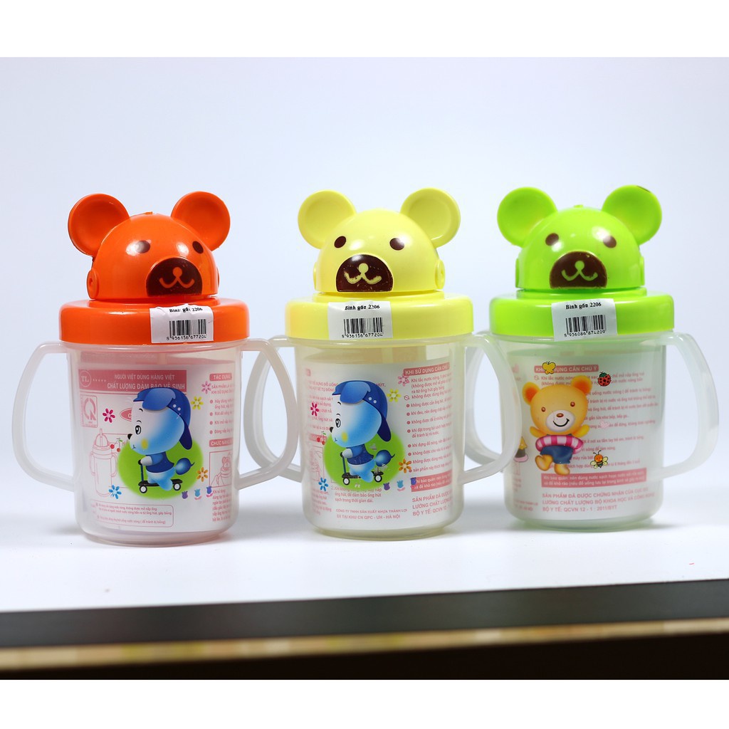 Bình uống nước, uống sữa hình gấu có ống hút cho bé [CÓ VẠCH CHIA ML] | BigBuy360 - bigbuy360.vn