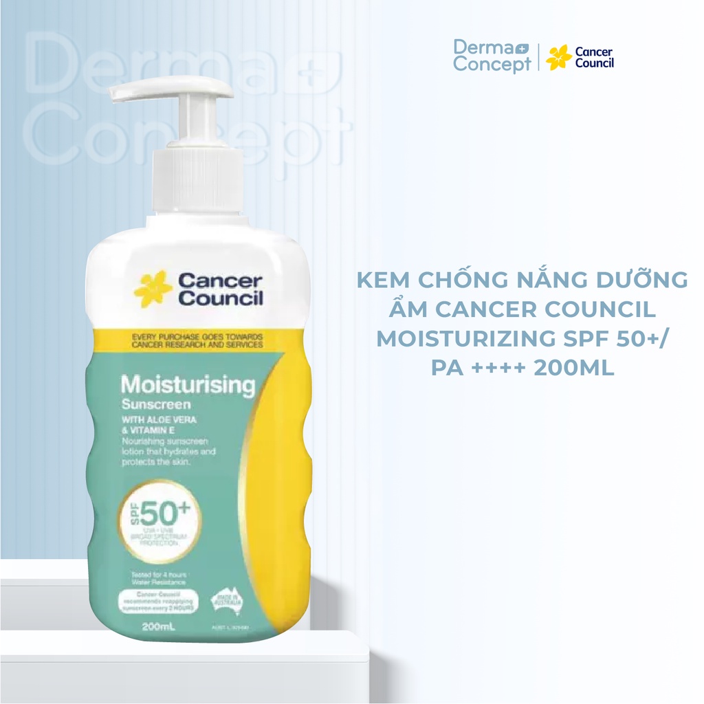 Kem chống nắng Dưỡng ẩm Cancer Council Moisturizing SPF 50+/ PA ++++