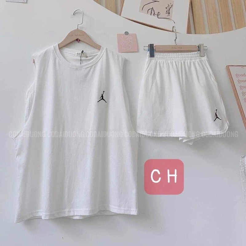 Sét tanktop logo người kèm bra đồng màu COH577