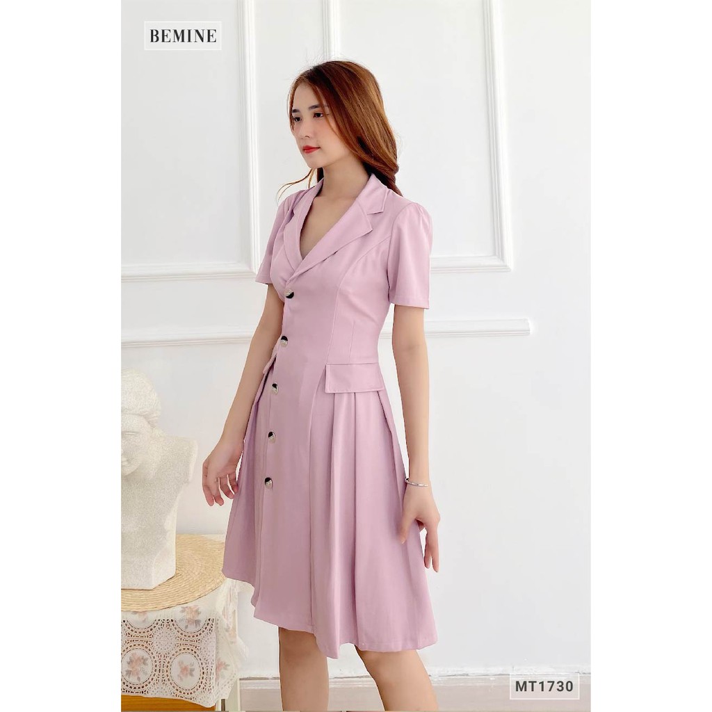 Đầm nữ công sở túi đắp giả xếp ly kiểu dáng nữ tính BEMINE MT1730HONG