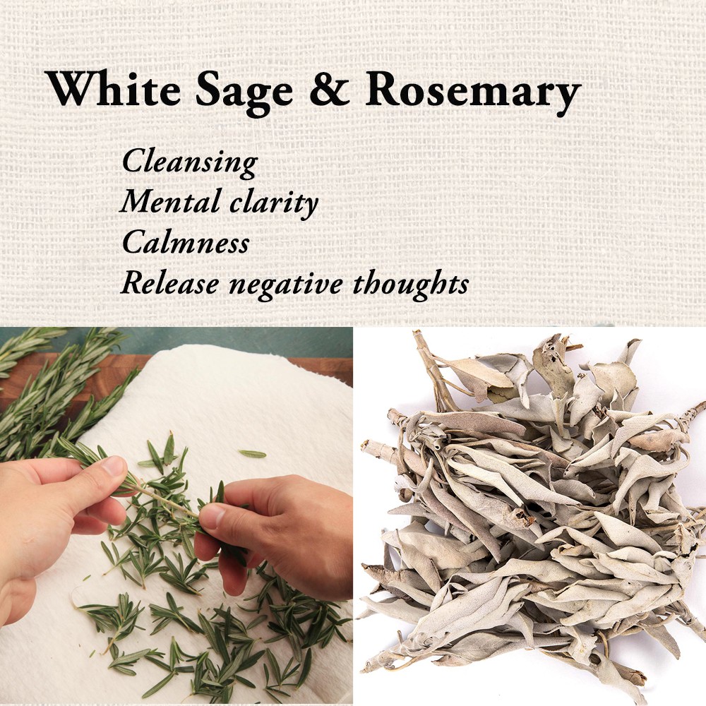 10-20-50gr Cành lá xô thơm trắng (XT), xô đen Mugwort sage, hương thảo mix cùng các loại thơm khác