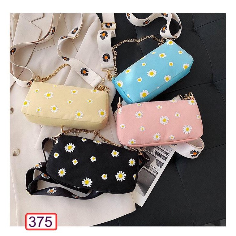 Túi Xách Dự Tiệc Đeo Chéo Dây Xích Hoa Cúc Hot Trend