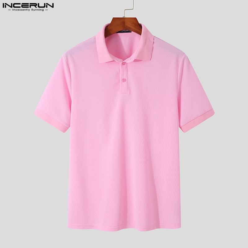 INCERUN Áo Thun Polo Tay Ngắn Có 3 Màu Thời Trang Trẻ Trung Cho Nam
