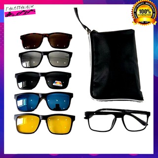 BỘ KÍNH THỜI TRANG 5IN1 HÍT NAM CHÂM TẶNG KÈM TÚI DA ĐỰNG KÍNH NHIỀU NGĂN