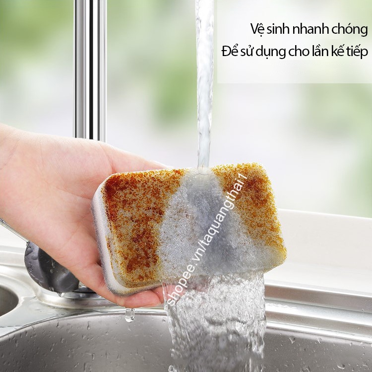 Miếng Cọ Rửa Chén Bát Siêu Tốc Tạo Bọt Nhanh Mặt Sau Cọ Xoong Nồi Chảo Đa Năng Màu Trắng Xám Tiện Lợi Cho Nhà Bếp