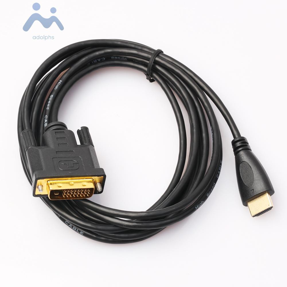 adolphs HDMI-compatible to DVI-D 24+1 Pin Monitor Display Adapter Cable Male/Male Gold HD HDTV