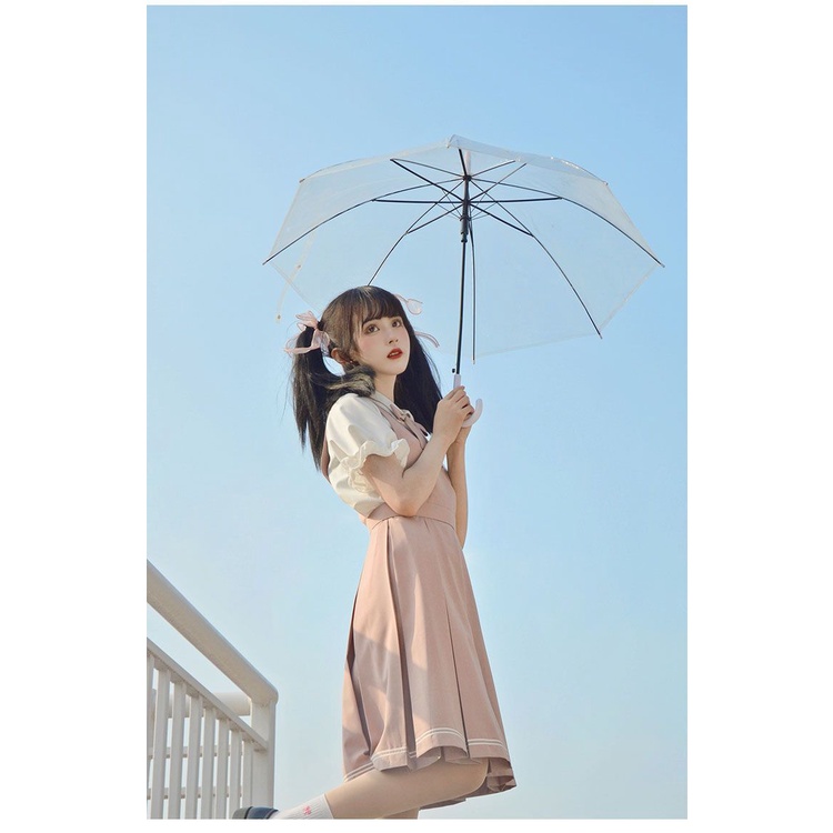 Young Girl College Dress Style Japanese JK Uniform Summer Lantern Sleeve Short Sleeve