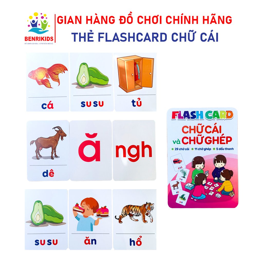 Đồ Chơi Giáo Dục Thẻ Học Flash Card Bibo Chữ Cái Và Chữ Ghép Kèm Các Thanh Dấu Tiếng Việt Cho Bé Phát Tập Đánh Vần