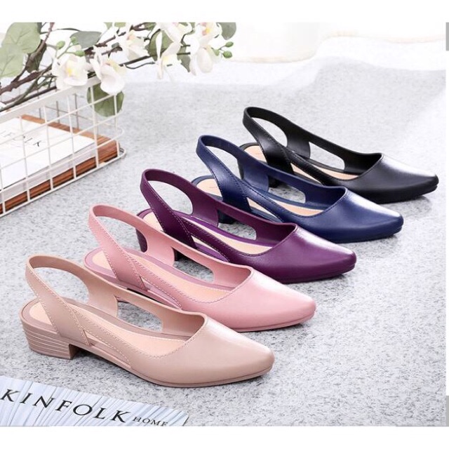 Sandal nữ chống nước đi mưa Alina cao 3.5p mới nhất V241