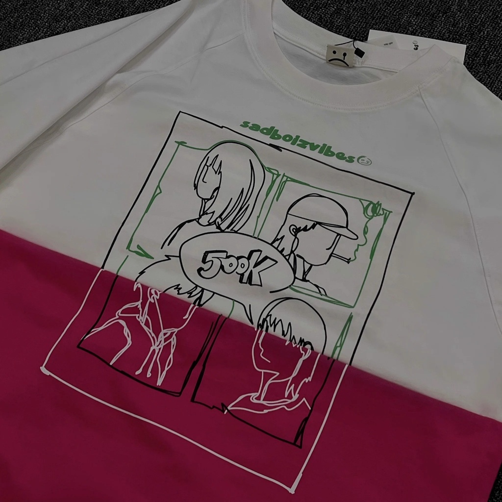 Áo Thun Sadboiz 500k Anniversary tee - pink/white