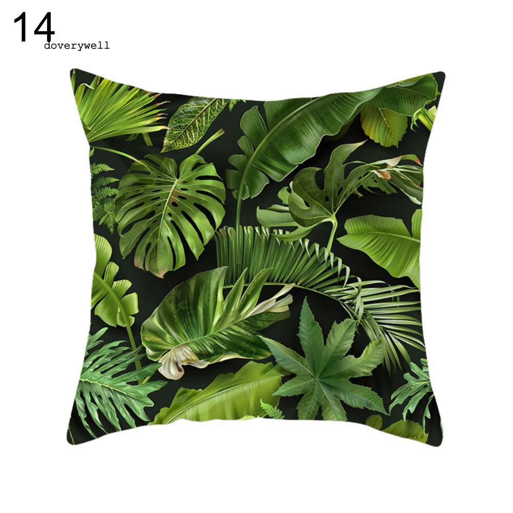 Áo gối khổ vuông 45cm X 45cm in họa tiết lá cây nhiệt đới sáng tạo