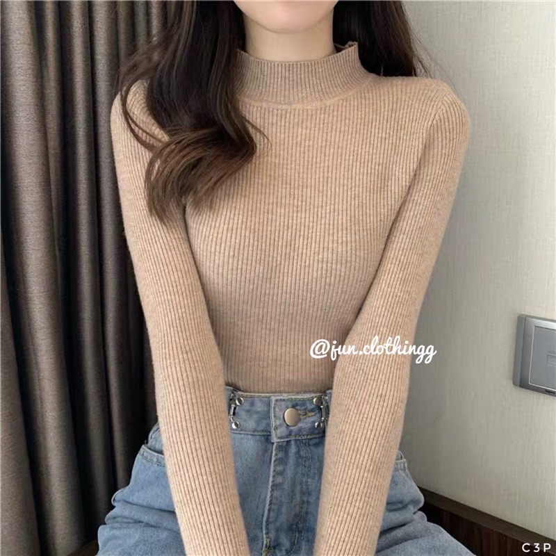 Áo len tăm body cổ 3p - Ảnh thật JUNclothing