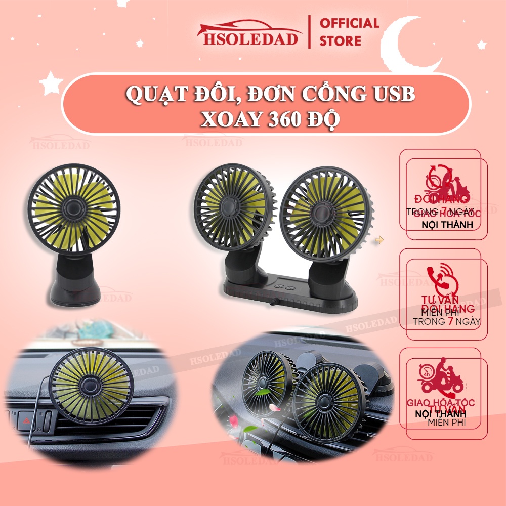 Quạt đôi, đơn mini cho ô tô hoặc bàn làm việc cắm cổng USB 5v