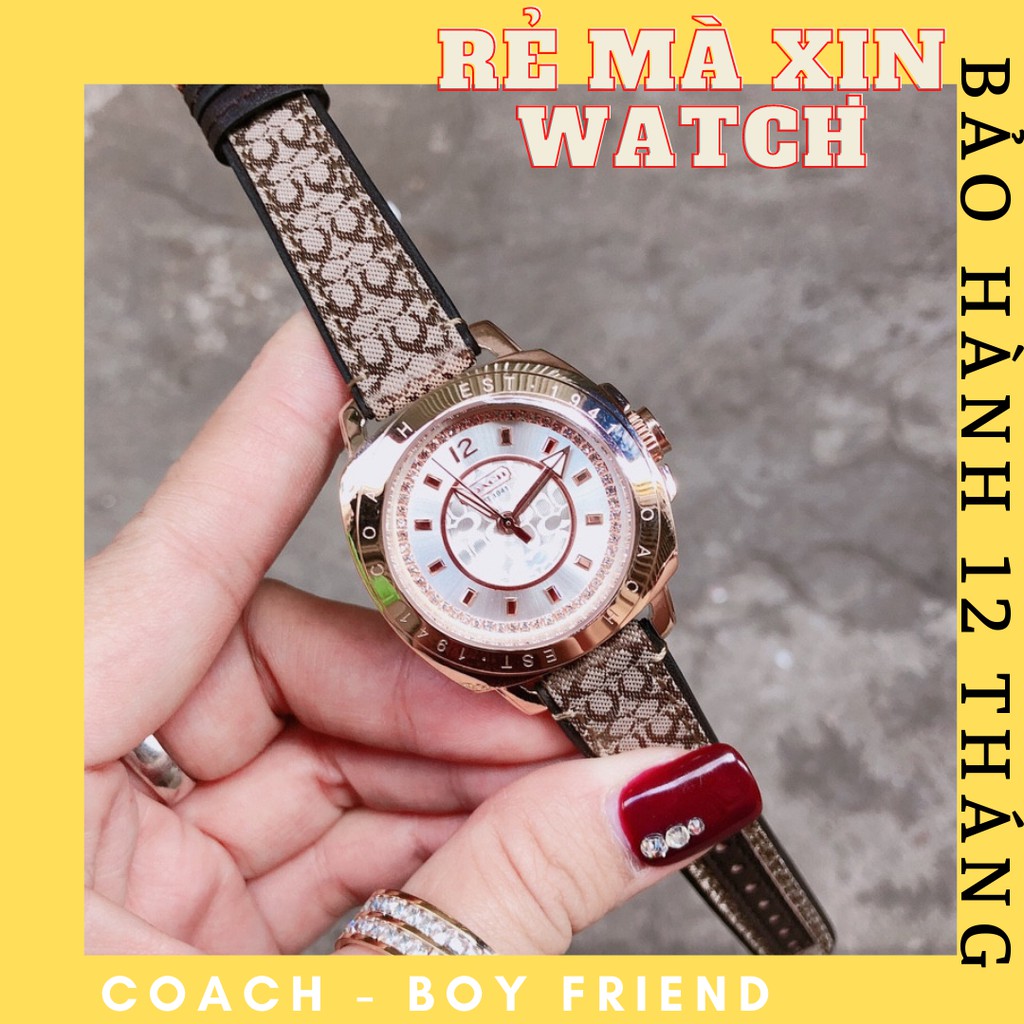 ĐỒNG HỒ NỮ COACH DÒNG BOYFRIEND DÂY DA VIỀN TRƠN SIZE 34MM