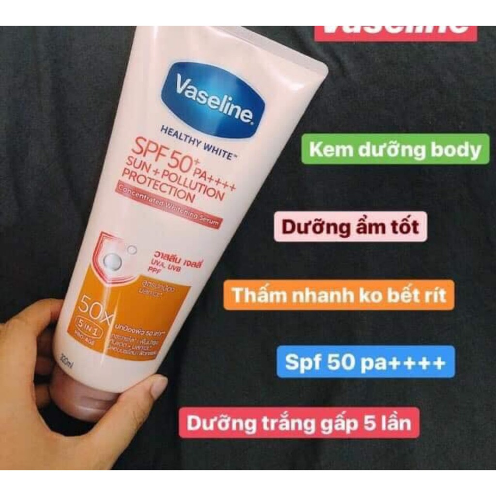 Sửa Dưỡng Thể Trắng Da Vaseline 50X 320ml | BigBuy360 - bigbuy360.vn