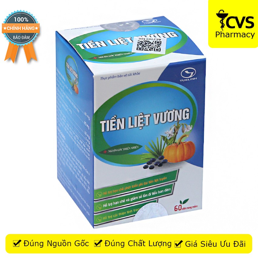 Viên uống Tiền Liệt Vương hộp 60 viên - hỗ trợ u xơ tuyến tiền liệt, giảm triệu chứng rối loạn về tiểu tiện -cvspharmacy