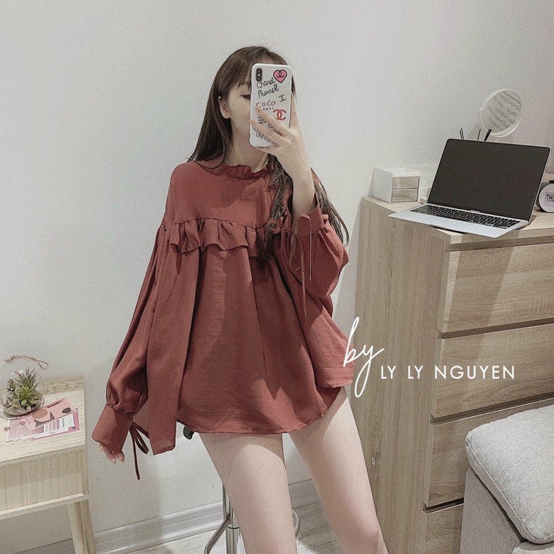🎽👗❣️ SET ÁO ÁO BÈO CAM ĐẤT TAY PHỒNG + SHORT ️🎽👗❣️