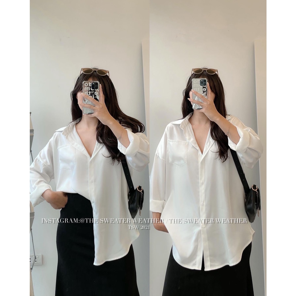 [Ảnh thật/sẵn sl] Áo sơ mi nữ trắng chất đũi mềm mát - SM108