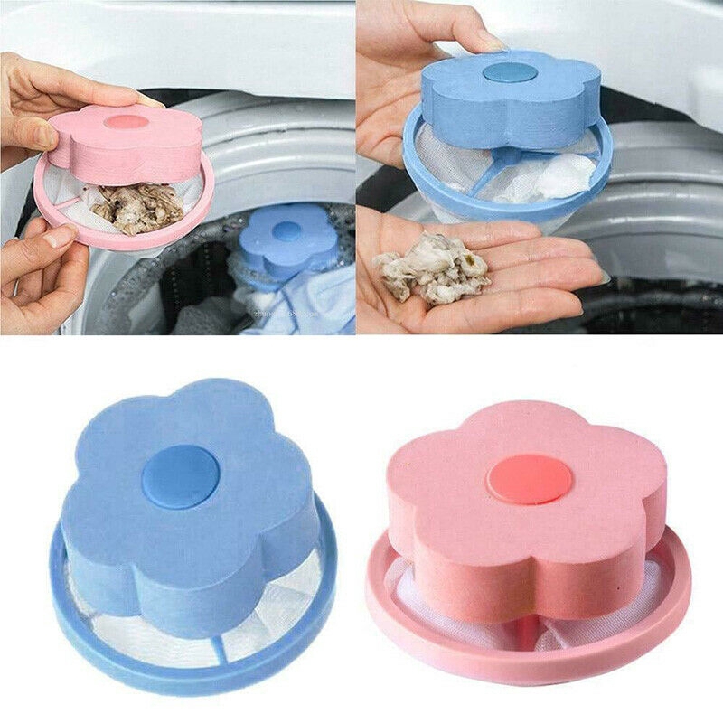 ♔P&amp;M♚ Floating Pet Fur Catcher Laundry Lint Pet Hair Remover Blue Pink Color Bags