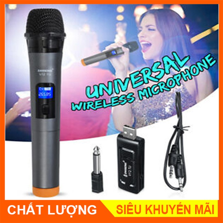 Micro không dây V12 dành cho Loa, Amply - Mic Karaoke Đa Năng Bluetooth V12
