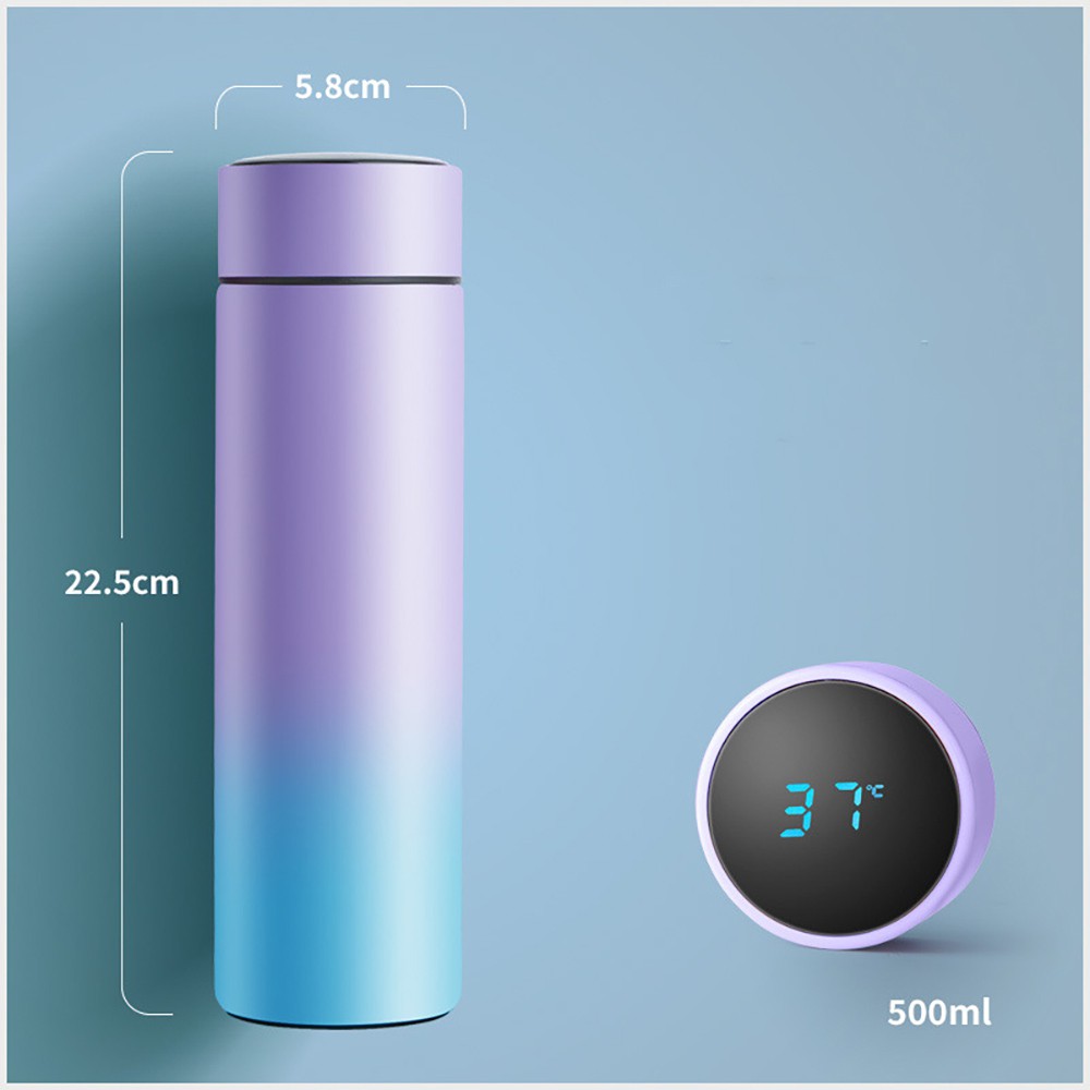 Bình giữ nhiệt inox đa sắc có nhiệt kế và màn hình led hiển thị nhiệt độ dung tích 500ml