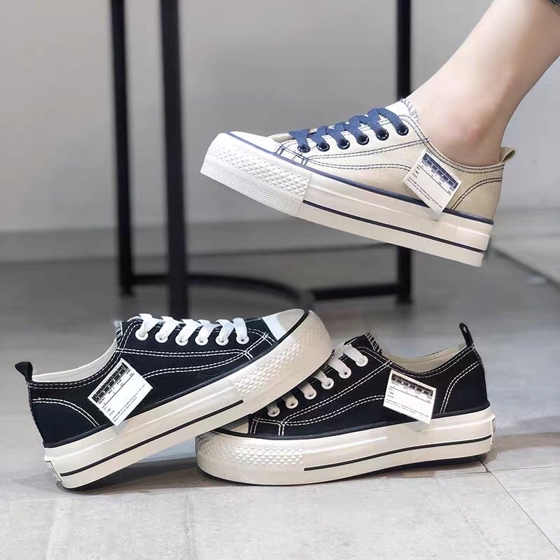 Giày cvss nữ độn đế cổ thấp gắn mác Cao Cấp X666 - giày sneaker nữ đế cao 2 màu siêu xinh