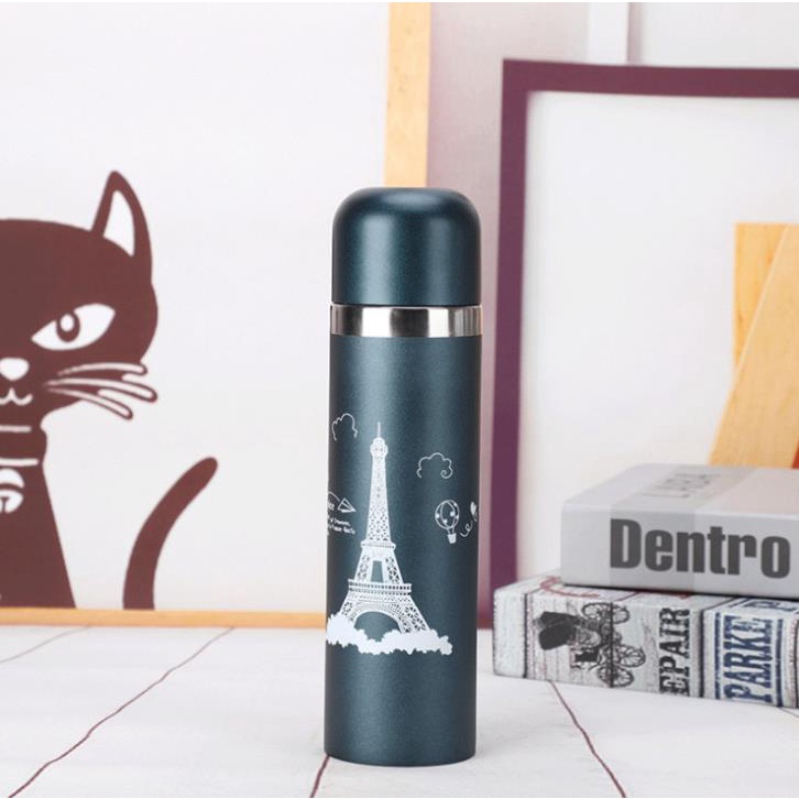 Bình Giữ Nhiệt 500ml Hình Tháp Eiffel Thiết Kế Đơn Giản Tinh Tế