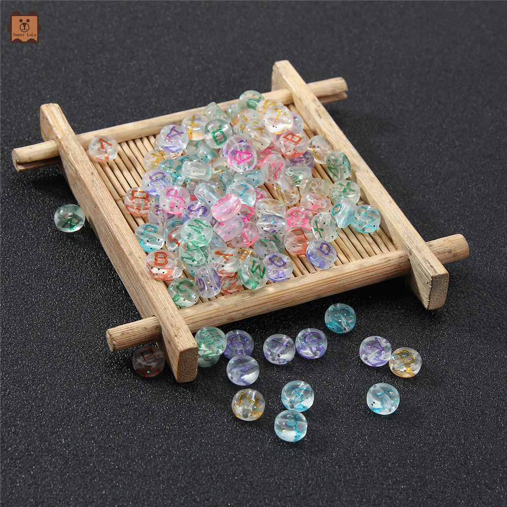 Set 100 Hạt Cườm Trong Suốt Hình Chữ Cái Dùng Để Làm Trang Sức Thủ Công