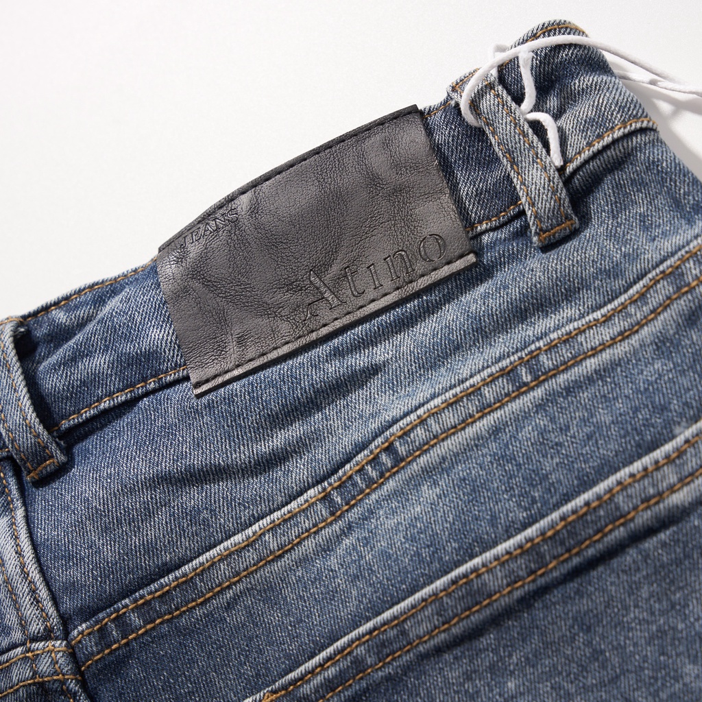 Quần Jean Nam Xanh Cào ATINO Chất Liệu Jean Pha Spandex Form Slim-Fit QJ1.1021